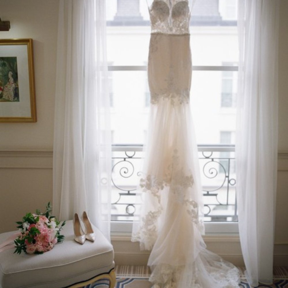 Netta Benshabu Ivory Custom Made Modern Wedding Dr